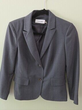 Calvin Klein Charcoal Grey Two-Button Structured Blazer